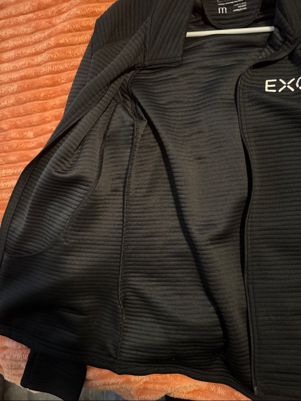 adidas EXOS Black Ribbed Full-Zip Jacket - Picture 3 of 7